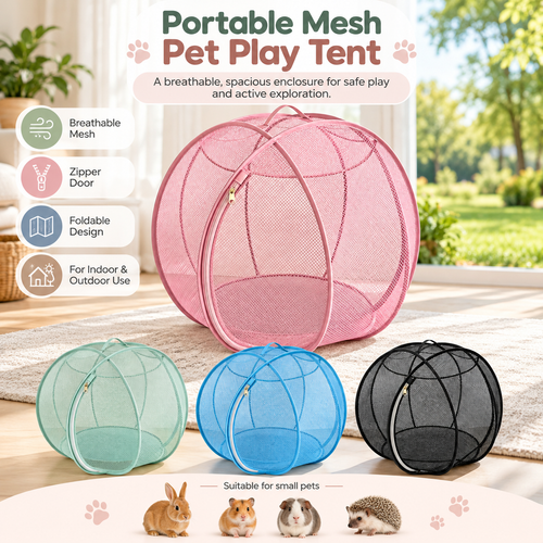 🐾 PetNest™ Portable Mesh Playpen – Foldable Indoor & Outdoor Tent for Small Pets