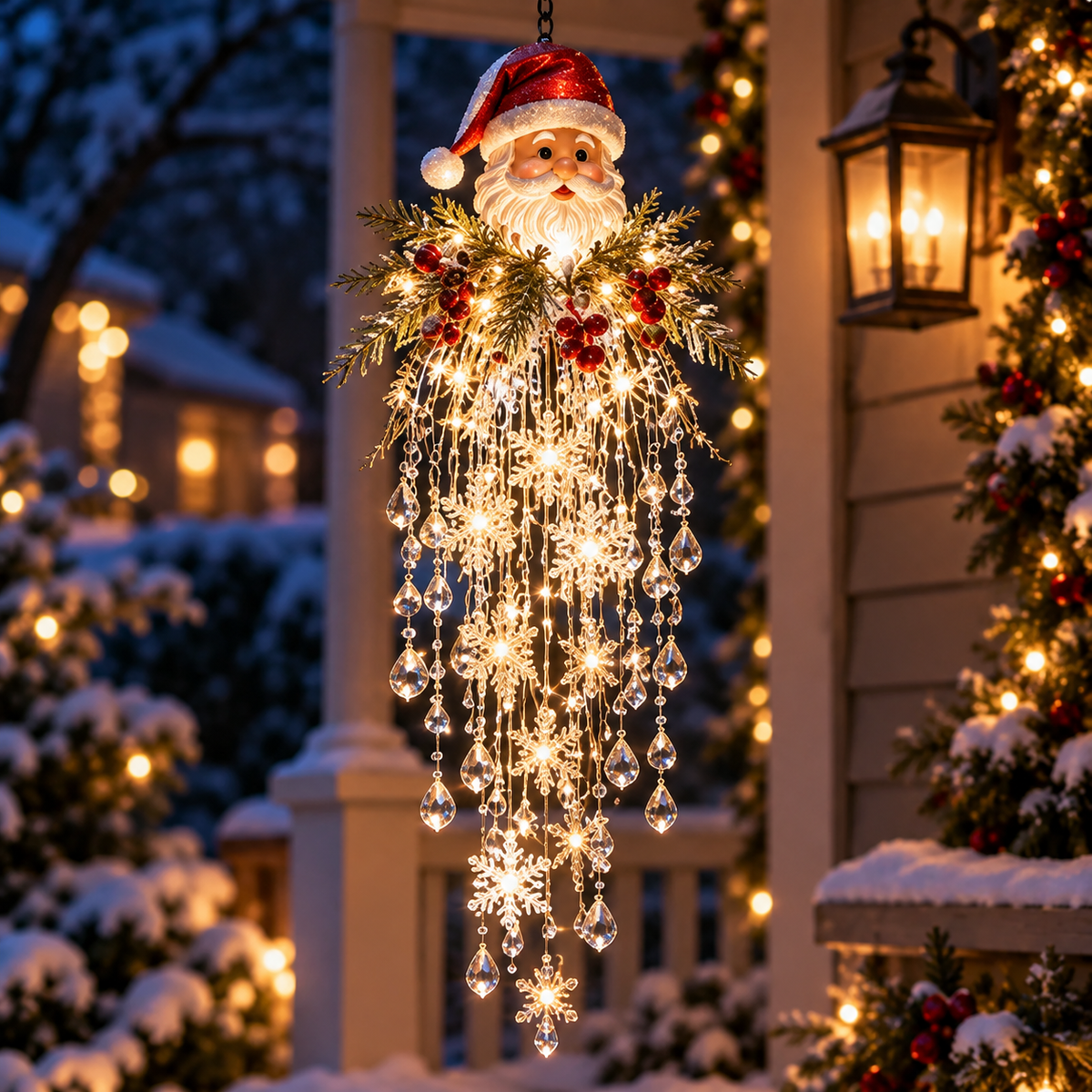 ❄️SnowGlow™ Illuminated Snowflake Hanging Lantern – Winter Entryway Décor