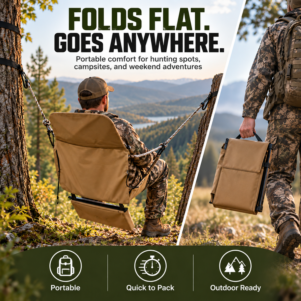 🌲 HuntRest™ Chair-Style Hunting Hammock – Portable Suspended Seat for All-Day Outdoor Comfort
