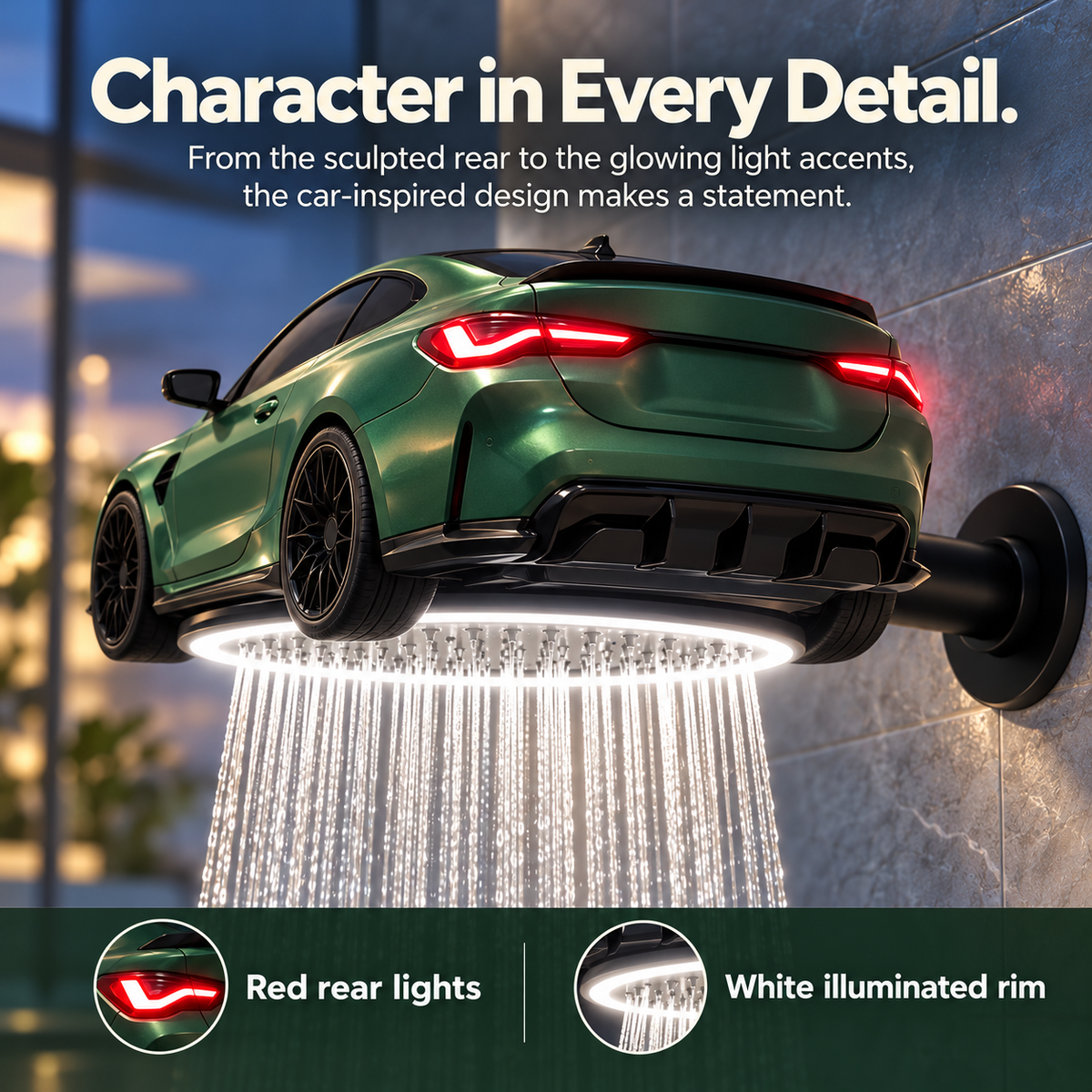 🚗✨ AutoFlow™ Car-Shaped LED Rainfall Shower Head – Luxury Automotive Design & Spa-Style Shower Experience