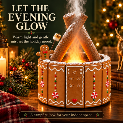 🎄 GingerGlow™ Christmas Fireplace Diffuser – LED Flame & Aromatherapy