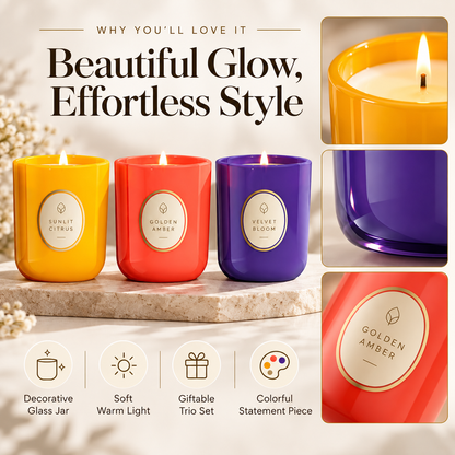 ✨ AuraGlow™ Luxury Candle Set – 3-Piece Scented Candles for Cozy Home Ambience