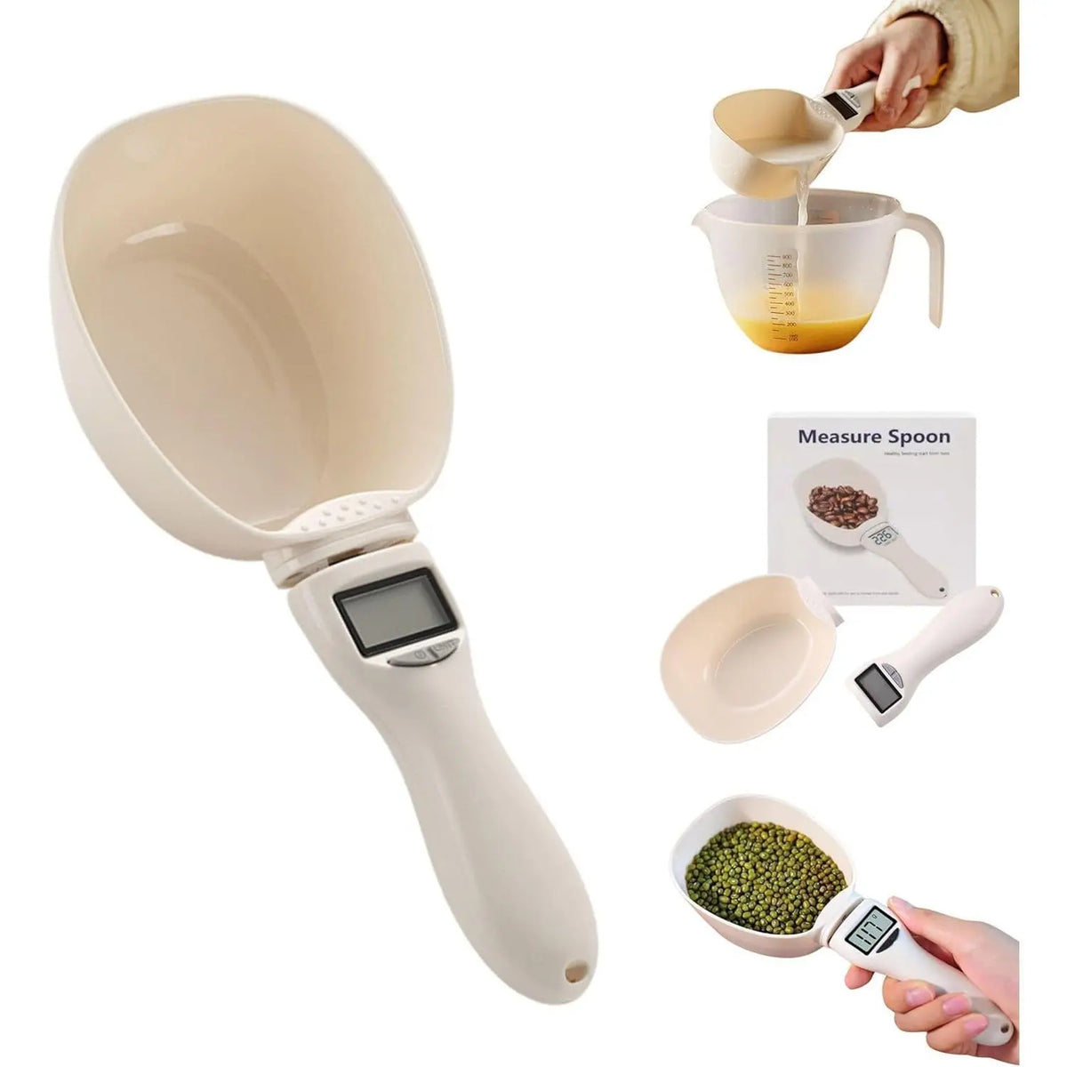 Digital Food Measuring Scoop Scale Electronic Kitchen Measuring Spoon Scale for Cooking Baking - Smart Adjustable Measure Cup for Home Cooks Bakers Chefs Pet Owners`