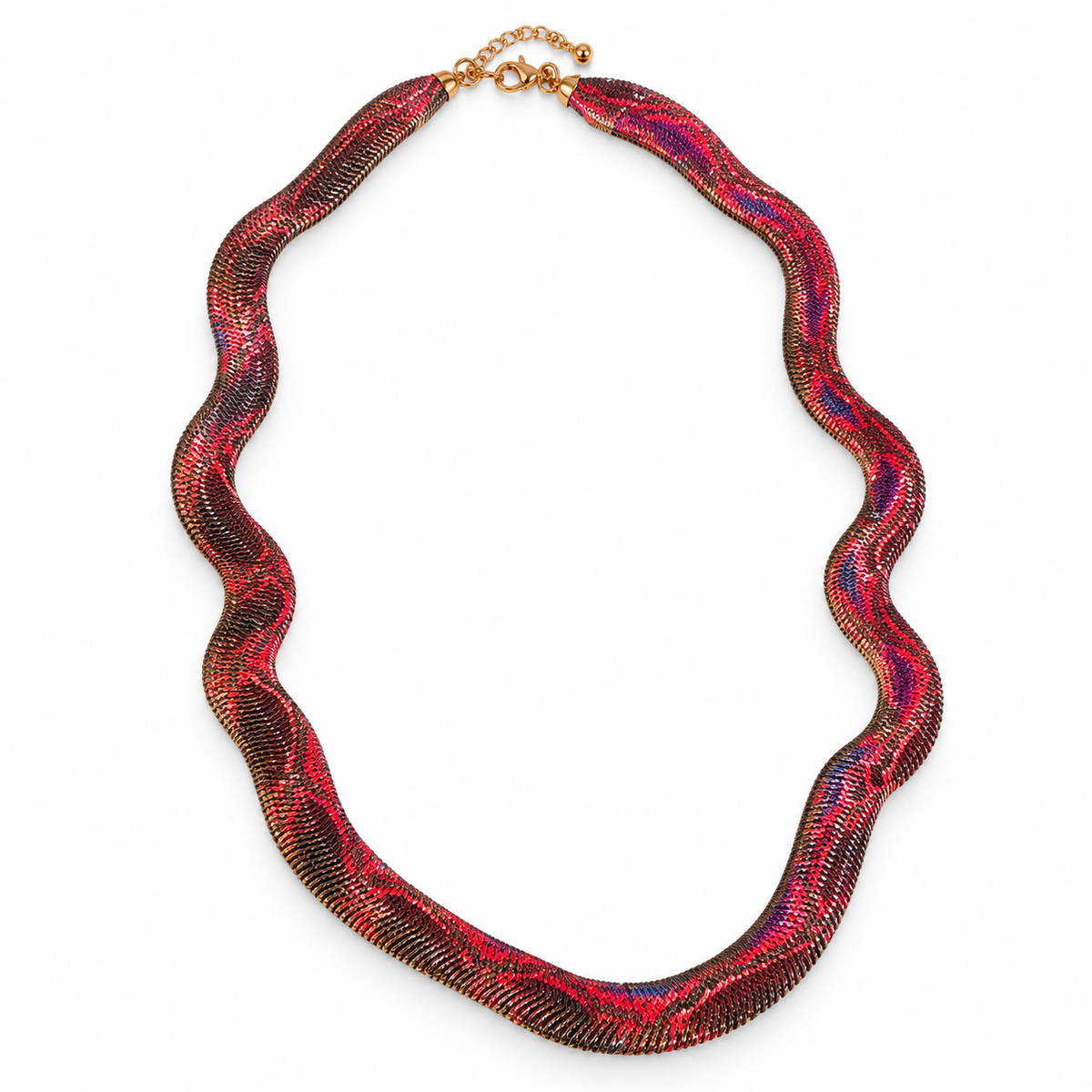 🐍 Crimson Snake-Style Statement Necklace – Bold & Unique Everyday Jewelry