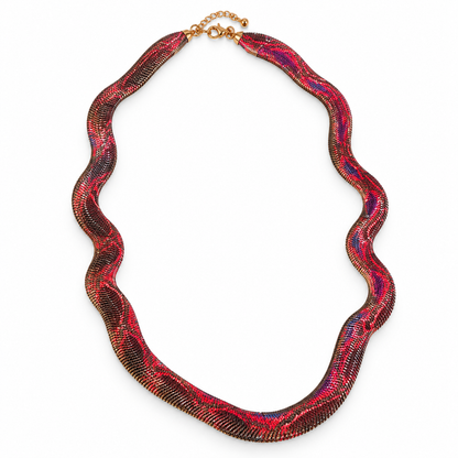 🐍 Crimson Snake-Style Statement Necklace – Bold & Unique Everyday Jewelry