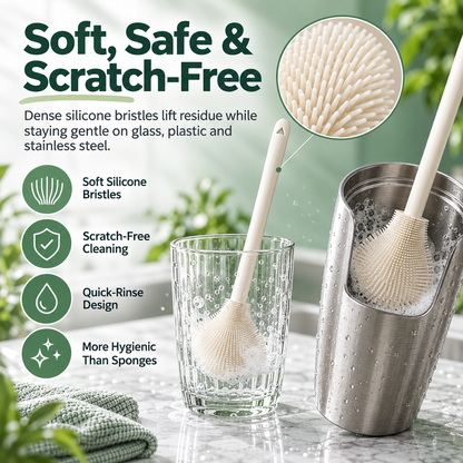 🧼 FlexiClean™ 90° Flexible Silicone Bottle Brush – Deep Cleaning for Cups, Tumblers & Bottles