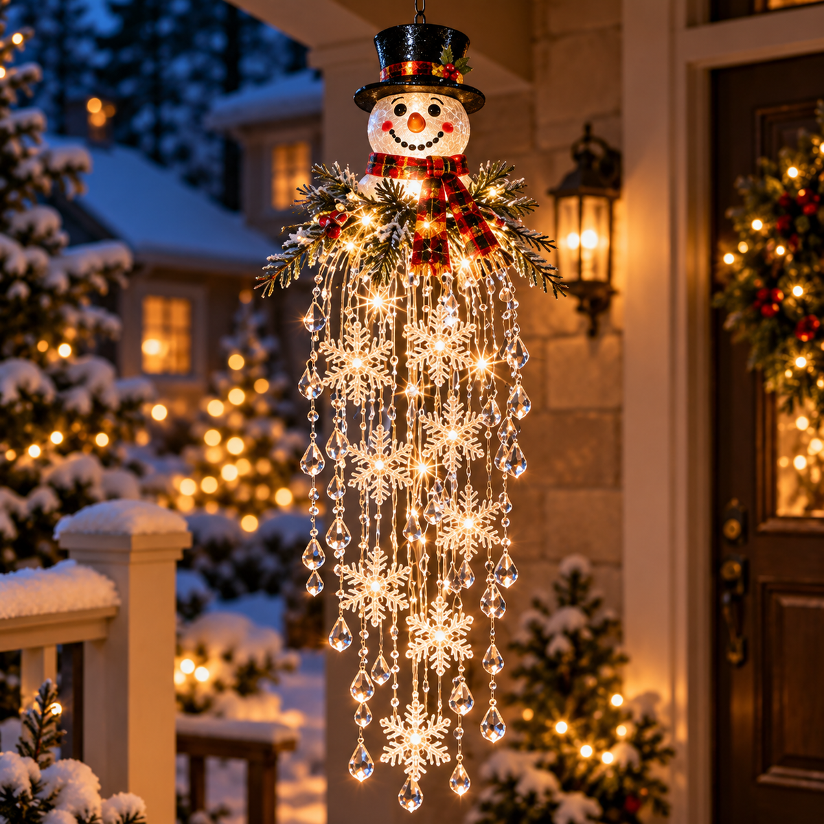 ❄️SnowGlow™ Illuminated Snowflake Hanging Lantern – Winter Entryway Décor