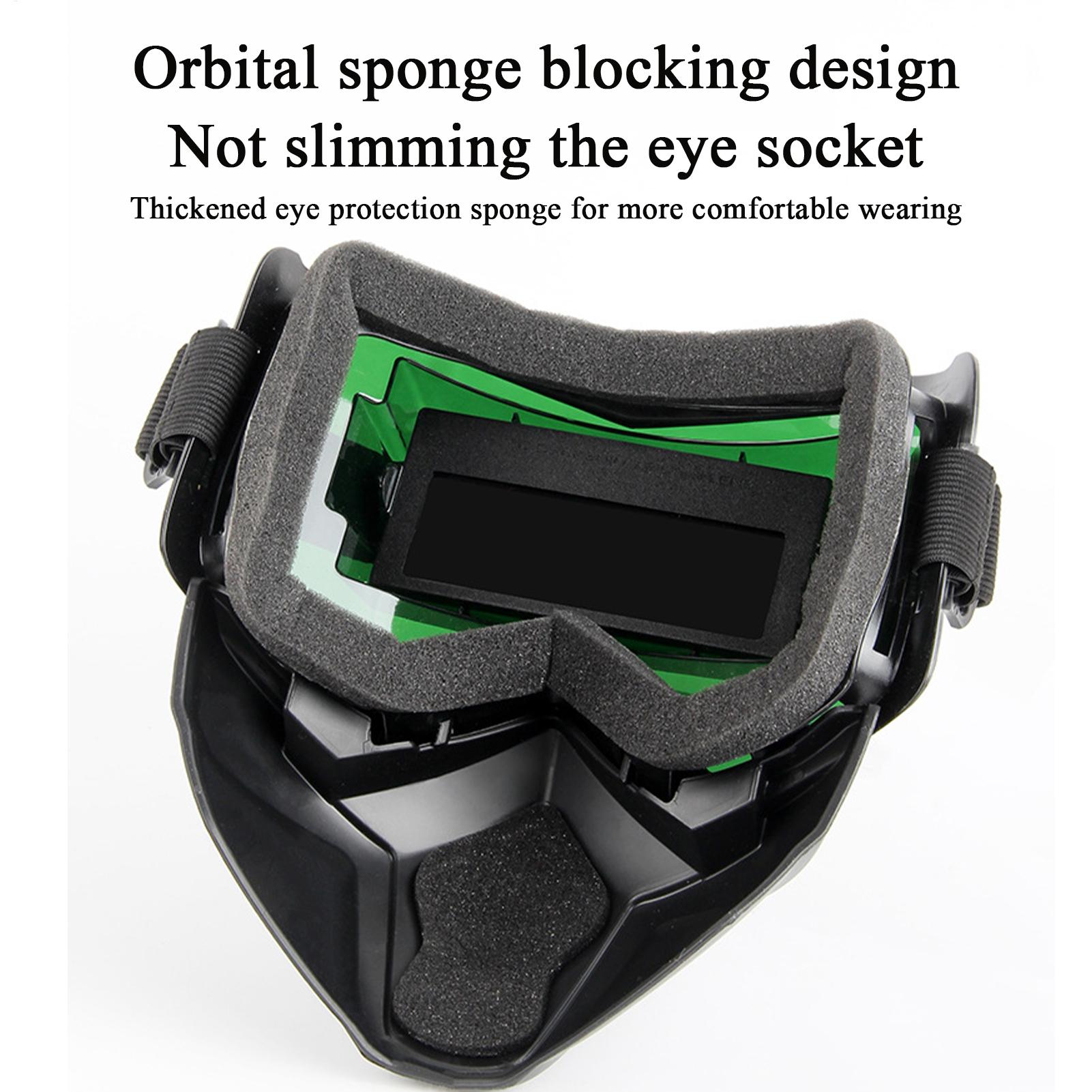Interior eye padding on auto-darkening welding mask