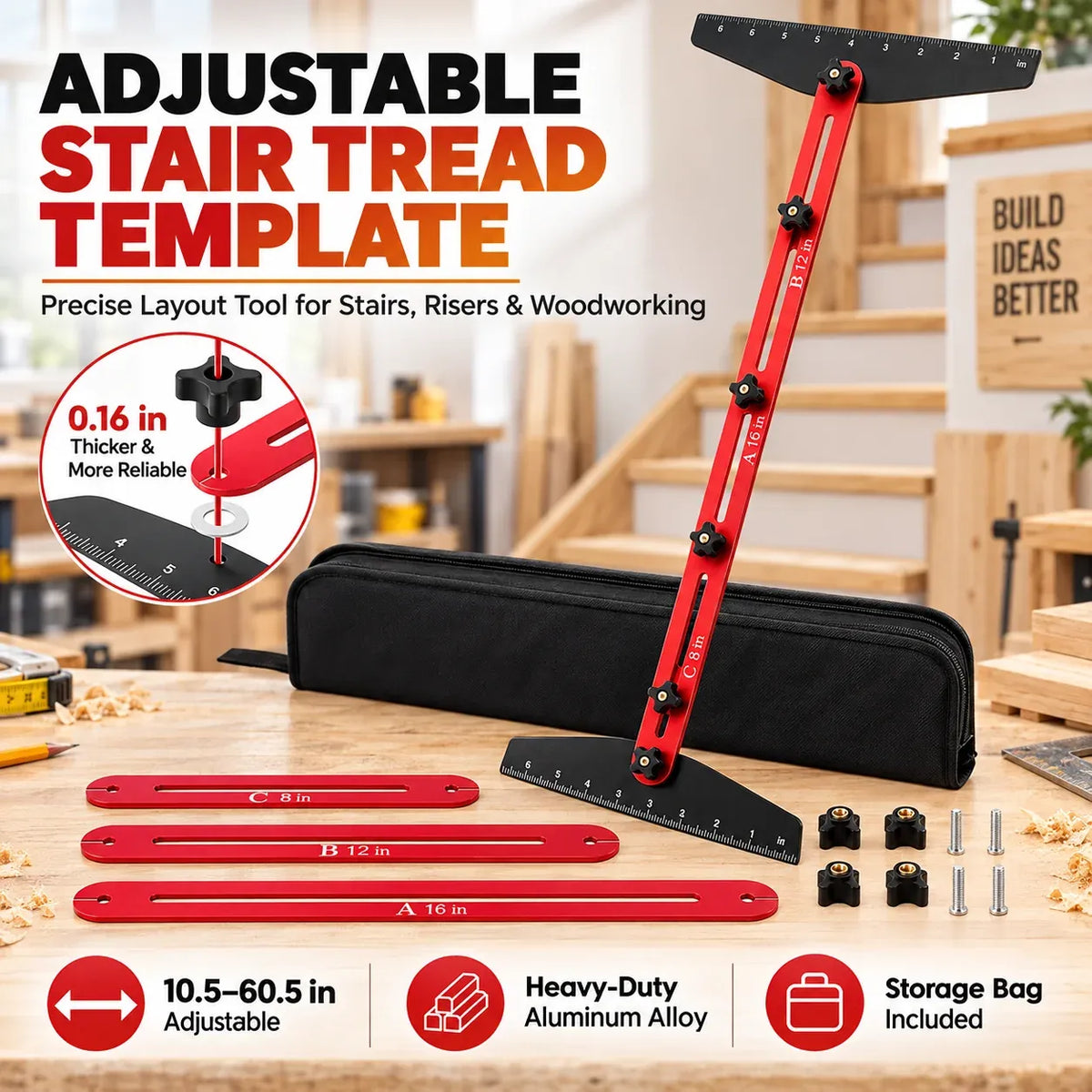 Adjustable Stair Tread Template