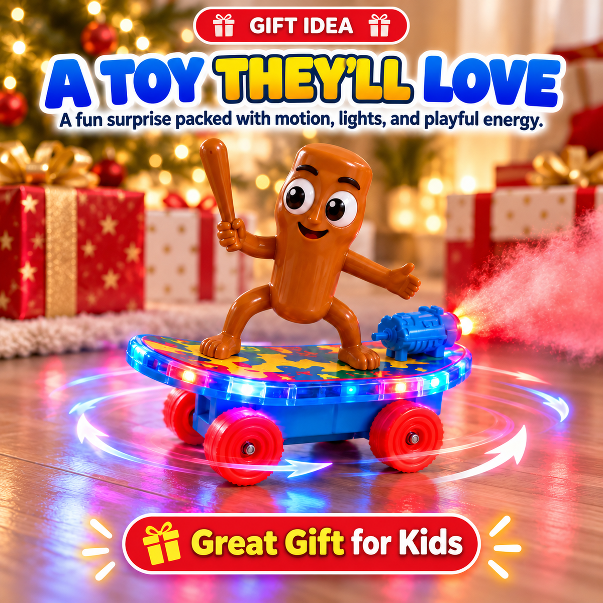 🛹 360° Spinning LED Skateboard Toy – Colorful Light-Up Action Toy for Kids