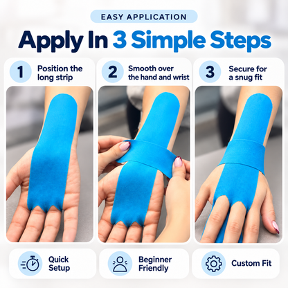 💙 WristFlex Pro™ Wrist Support Tape – Flexible Athletic Kinesiology Tape for Comfort & Stability