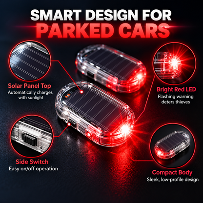 Solar Anti-Theft Warning Light – Smart Car Security LED Alarm Deterrent Device
