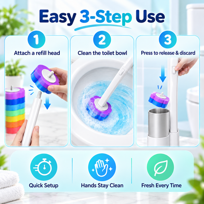 🧼 FreshFlow™ Hygienic Toilet Brush Kit – Touch-Free Deep Cleaning System with Replaceable Heads