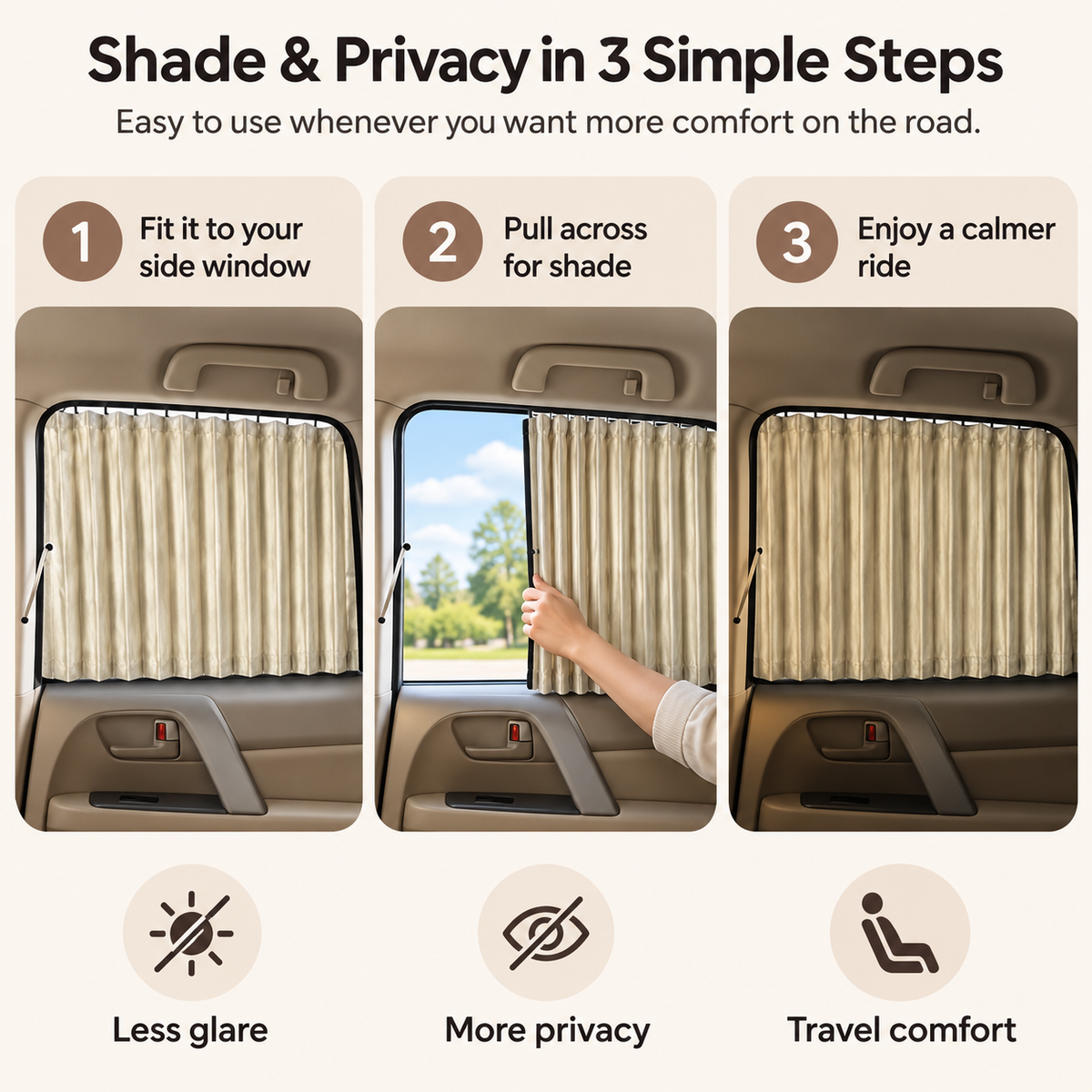 🚗 PrivacyTrack™ Magnetic Window Curtains – Slide, Shade & Relax