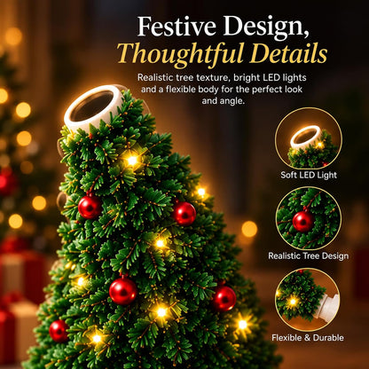 🌲Christmas Projector Light, Plug and Play HD Christmas Projector, USB Powered Christmas Night Light with 6+ Holiday Patterns, Flexible Tree Lamp for Bedroom, Ceiling, Desk & Holiday Decor