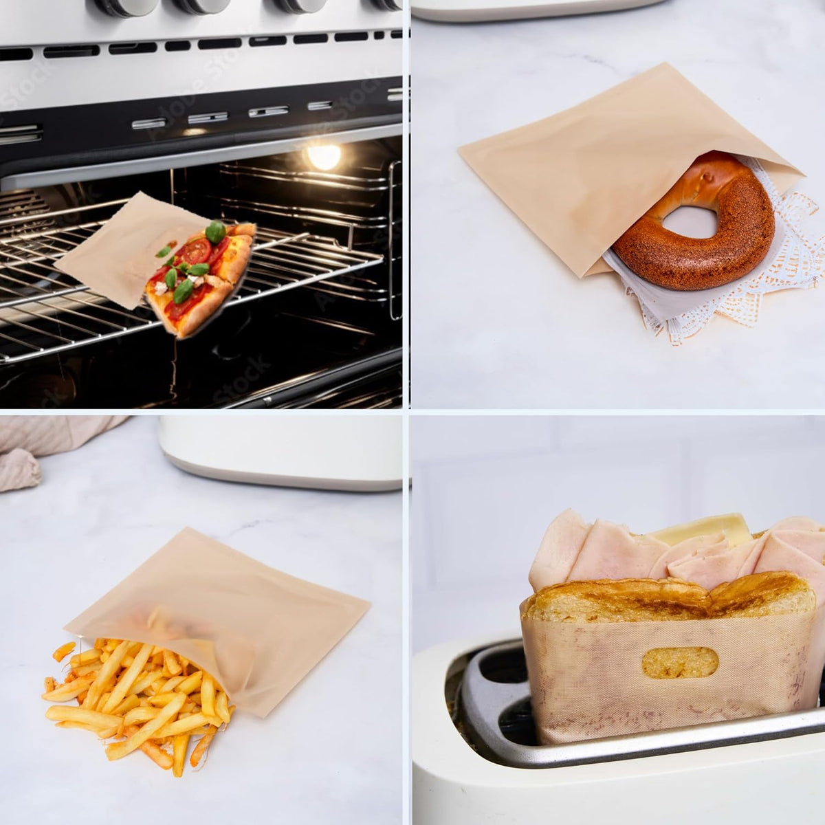RANJI® 15x Reusable Toaster Bag - Sandwich Bags, English Muffins - Toaster, Oven, Panini Machine - Reusable 100 Times - Toaster Bag