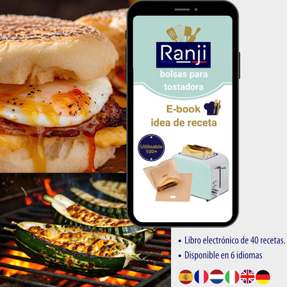 RANJI® 15x Reusable Toaster Bag - Sandwich Bags, English Muffins - Toaster, Oven, Panini Machine - Reusable 100 Times - Toaster Bag