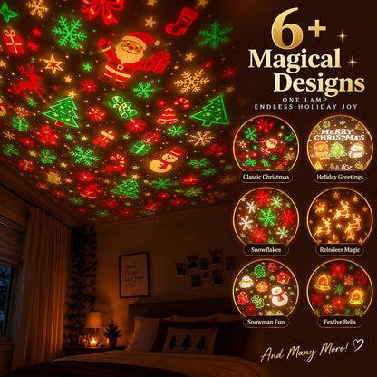 🌲Christmas Projector Light, Plug and Play HD Christmas Projector, USB Powered Christmas Night Light with 6+ Holiday Patterns, Flexible Tree Lamp for Bedroom, Ceiling, Desk & Holiday Decor