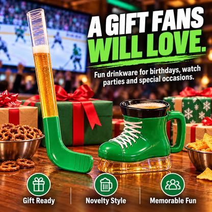 🍻 IceRink™ Hockey Skate Mug & Stick Set – Unique Game Day Drinkware Gift