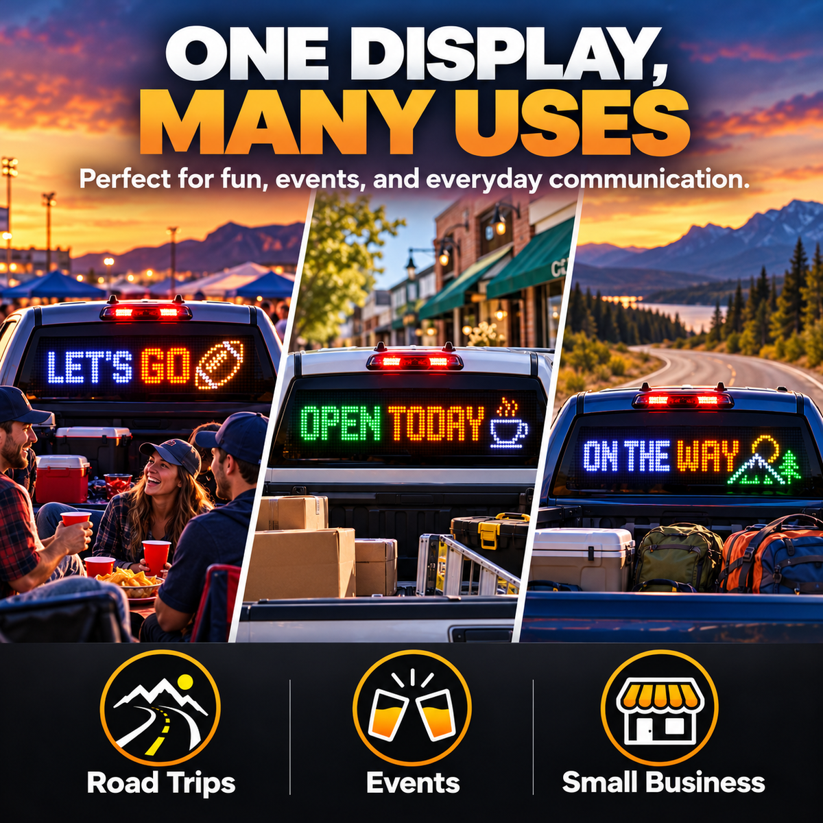 RoadGlow message board shown for road trips events and small business use