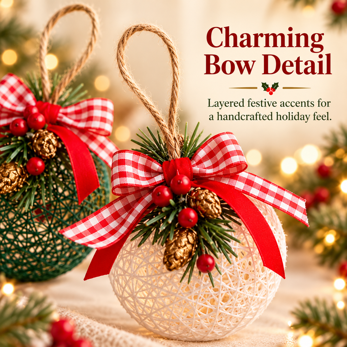 🎄 Festive Woven Christmas Ornaments – Cozy Holiday Charm ✨
