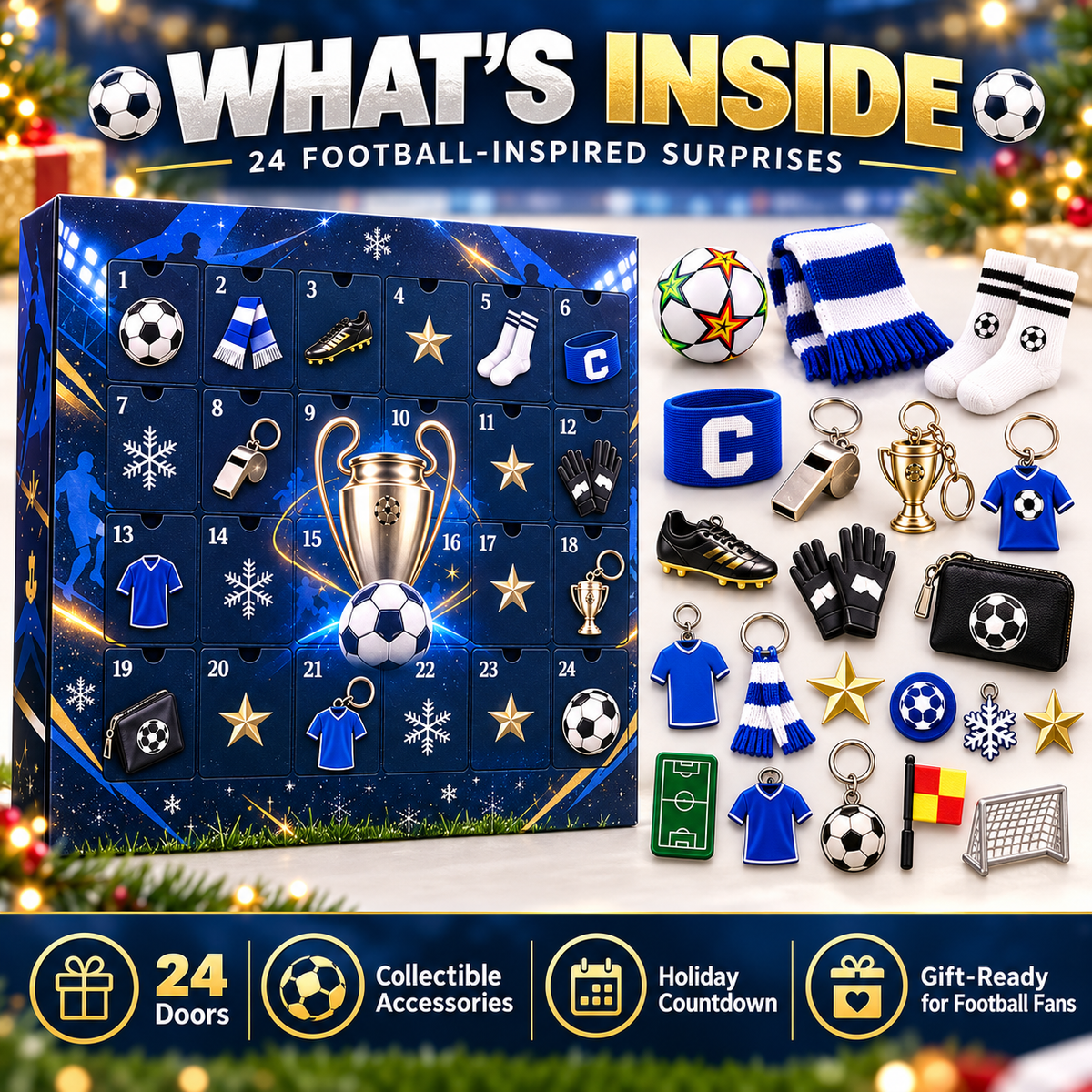 🏆 GoalRush™ Football Advent Calendar – Christmas Soccer Countdown Gift Box for Fans