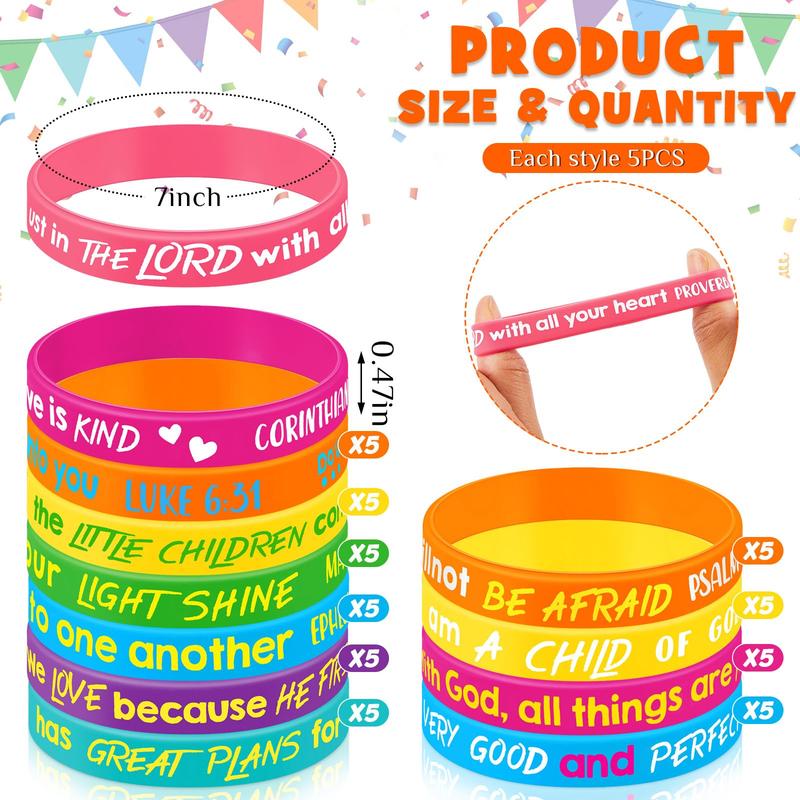 🎁✝️ 30/60PCS Bible Verse Bracelets – Christian Faith Wristbands for Church Events, Youth Groups & Sunday School Rewards
