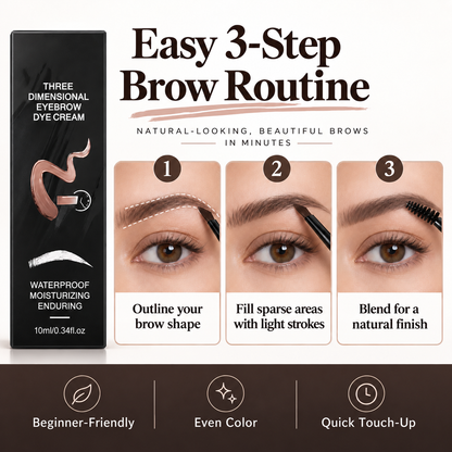 BrowLock™ 3D Eyebrow Tint Cream – Waterproof Long Lasting Brow Dye for Natural Fuller-Looking Brows