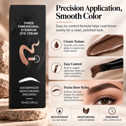 BrowLock™ 3D Eyebrow Tint Cream – Waterproof Long Lasting Brow Dye for Natural Fuller-Looking Brows