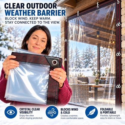 🏡 Clear Outdoor Weatherproof Curtain – Windproof Transparent PVC Patio Enclosure