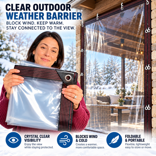 🏡 Clear Outdoor Weatherproof Curtain – Windproof Transparent PVC Patio Enclosure