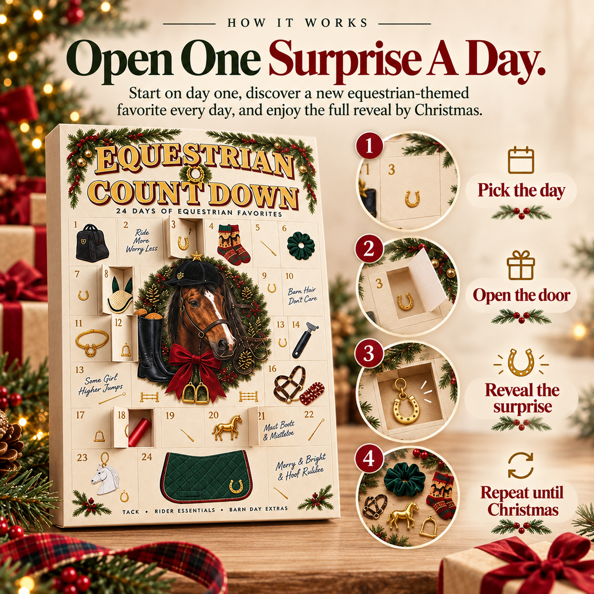 🐴 EquiJoy™ 24-Day Equestrian Advent Calendar A Magical Holiday Countdown For Horse Lovers