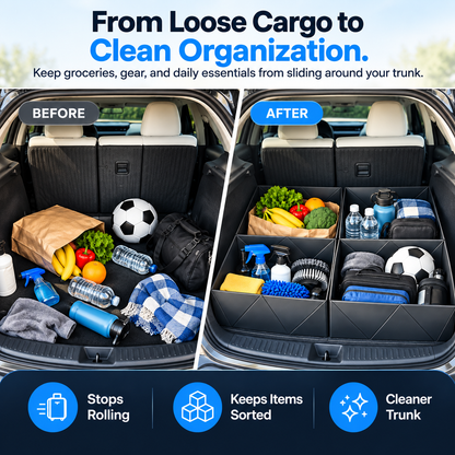 🚗 TrunkMaster™ 2-in-1 Foldable Trunk Organizer & Cargo Mat