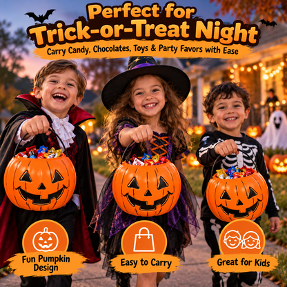 🎃 PumpkinPal™ Halloween Trick-or-Treat Candy Bucket – Classic Reusable Jack-O’-Lantern Basket