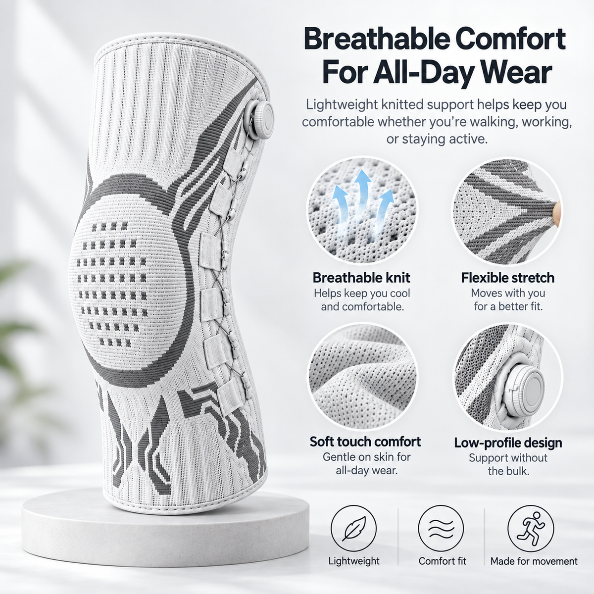 🦵 FlexGuard™ Adjustable Knee Support – Smart Compression Brace for Active Movement & Daily Comfort