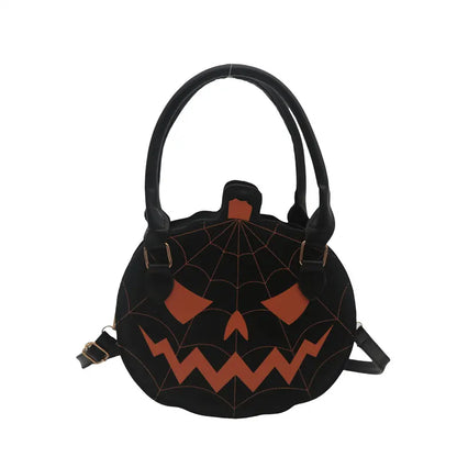 Spooky Jack-O-Lantern Pumpkin Crossbody Bag Novelty Spiderweb Stitching Handbag Aesthetic Halloween Party Purse for Women