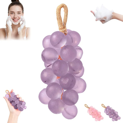 Handmade Grape Soap On a Rope - Natural Gentle Plant-Based Cleanser, Decorative Interesting Shape, Daily Body Care for Adults, Ideal Gift