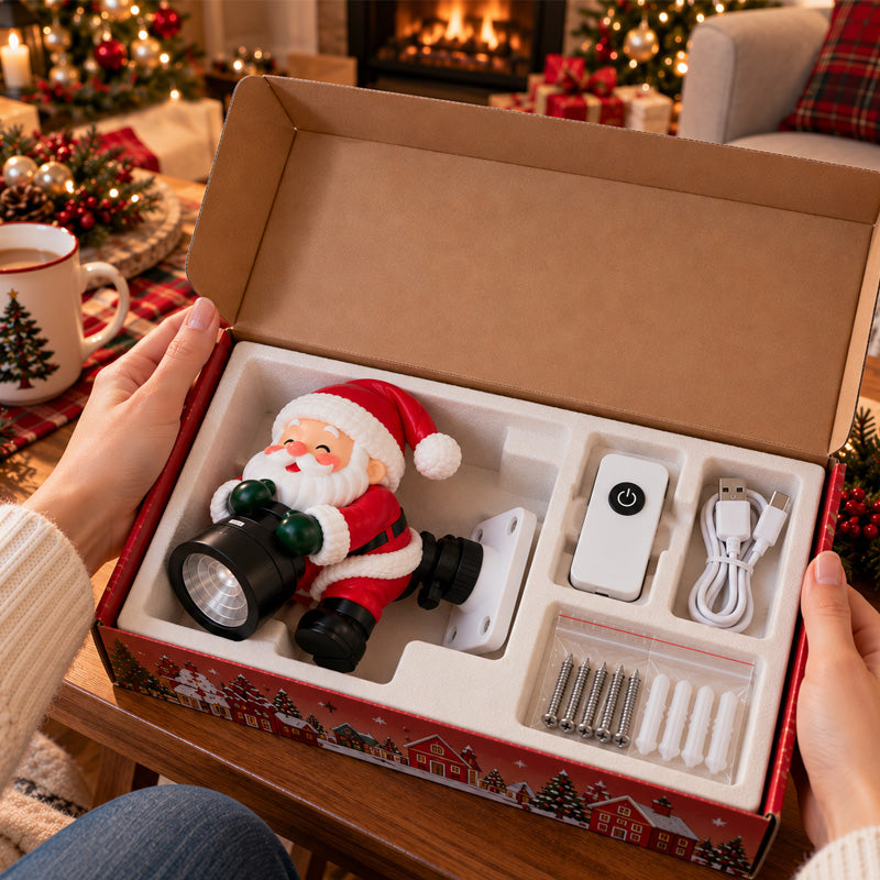 🔥HOT SALE🎅💡 Santa Christmas Welcome Projector – Festive Holiday Doorway Light with Remote Control ✨