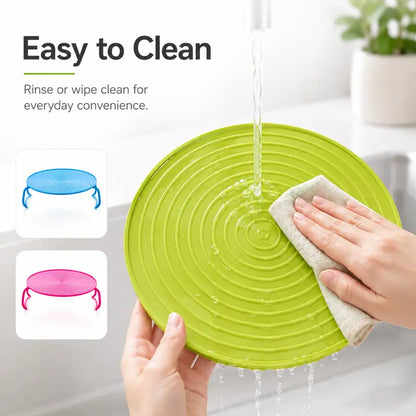 Microwave Steamer Rack, Foldable Microwave Plate Stacker with Cool-Touch Handles, Space-Saving Food Heating Tray Stand, Reusable Kitchen Organizer for Plates & Bowls