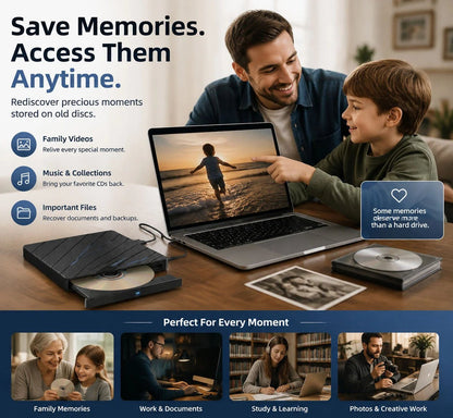 🔥 All-in-One External DVD Drive – Read, Burn, Transfer & Expand Your Laptop Connections