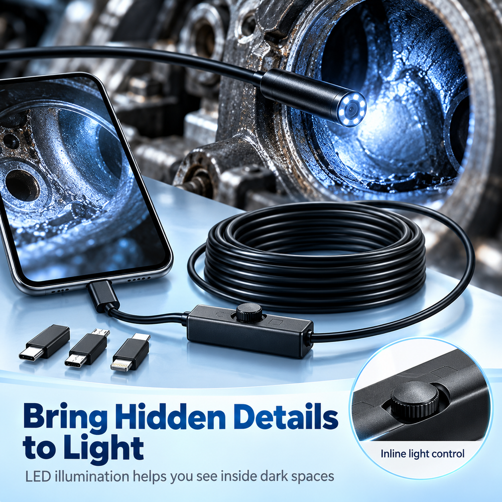 Inspection probe and inline LED light control