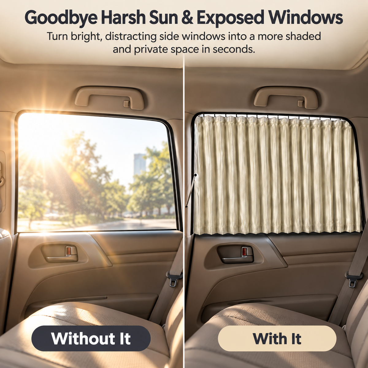 🚗 PrivacyTrack™ Magnetic Window Curtains – Slide, Shade & Relax