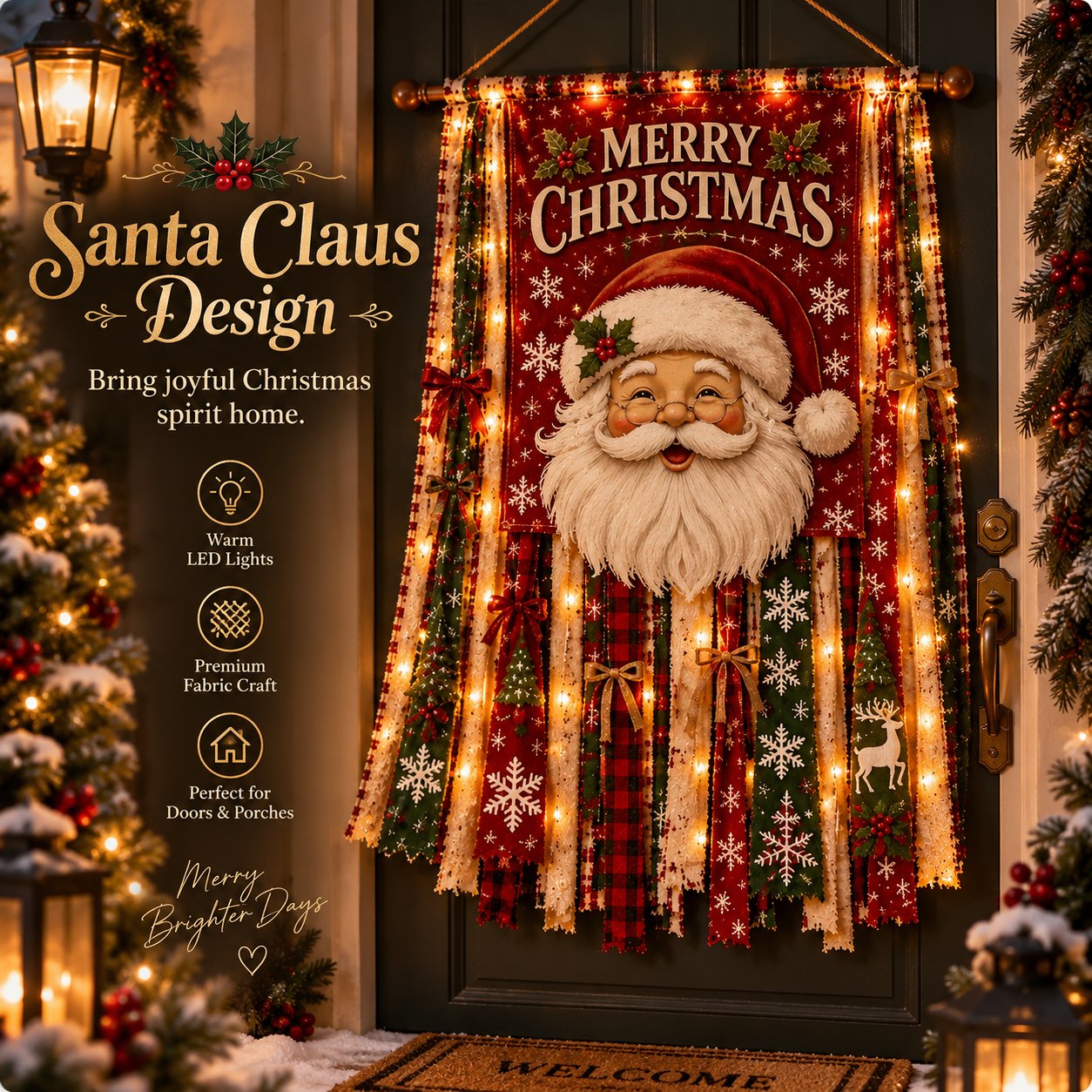 🎄✨ Christmas Glow Door Banner – Light-Up Holiday Welcome Decor for a Festive Entrance