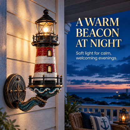 Vintage coastal lighthouse wall light detail view 2