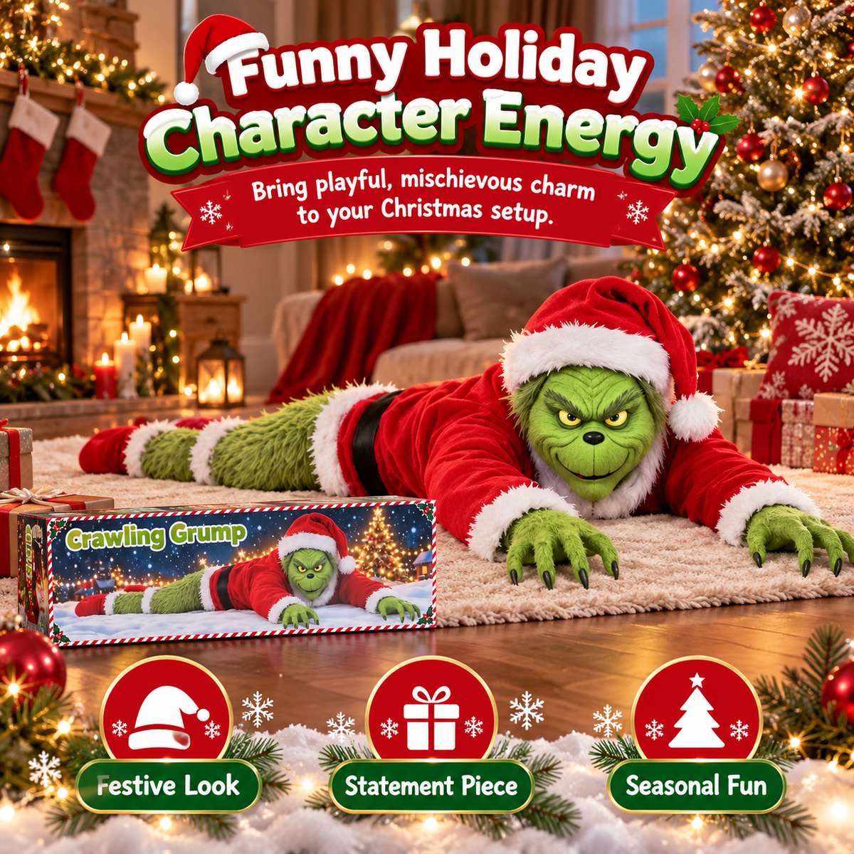 🎄 Crawling Grump™ Christmas Crawler – Hilarious Moving Holiday Decor That Steals the Show