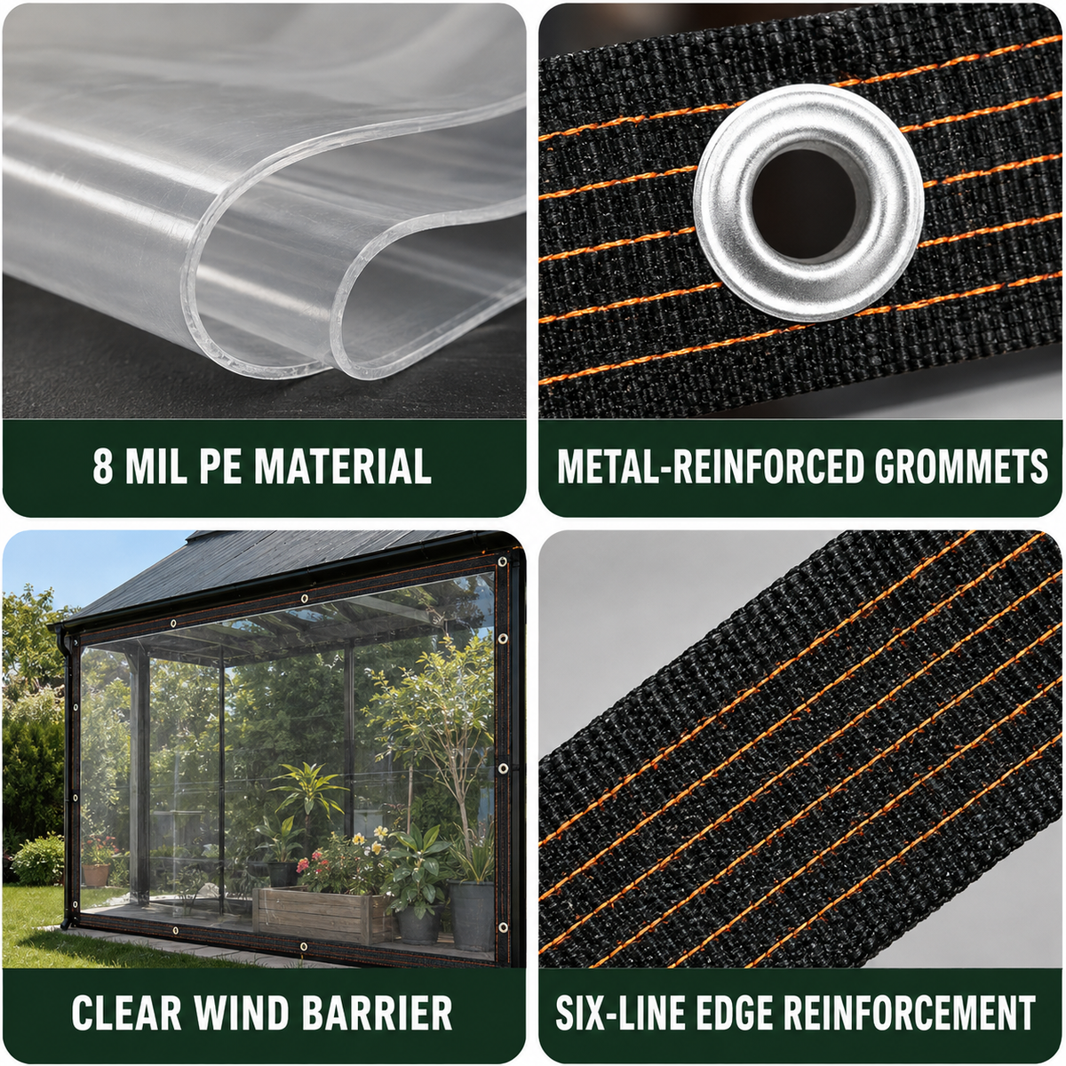 🌧️ ClearShield Pro™ Waterproof Tarp – Reinforced Clear Cover with Grommets
