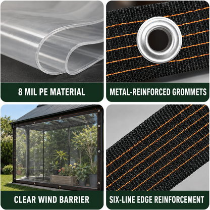 🌧️ ClearShield Pro™ Waterproof Tarp – Reinforced Clear Cover with Grommets