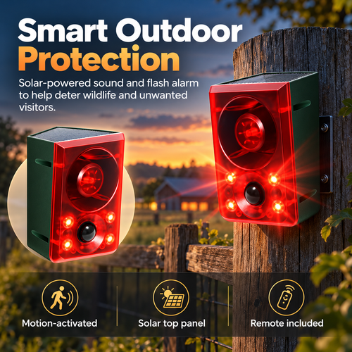 ☀️ SolarGuard™ 130dB Motion-Activated Animal Deterrent Alarm 🚨