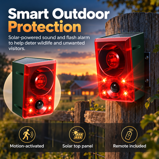 ☀️ SolarGuard™ 130dB Motion-Activated Animal Deterrent Alarm 🚨