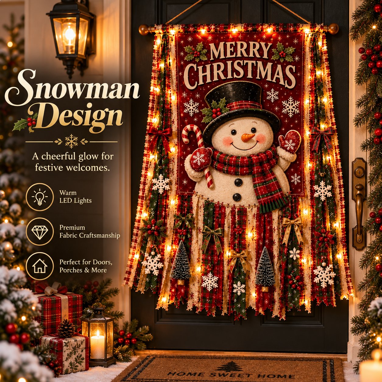 🎄✨ Christmas Glow Door Banner – Light-Up Holiday Welcome Decor for a Festive Entrance